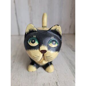 Pier 1 vintage folk art cat Wooden figure decor‎ xmas pet